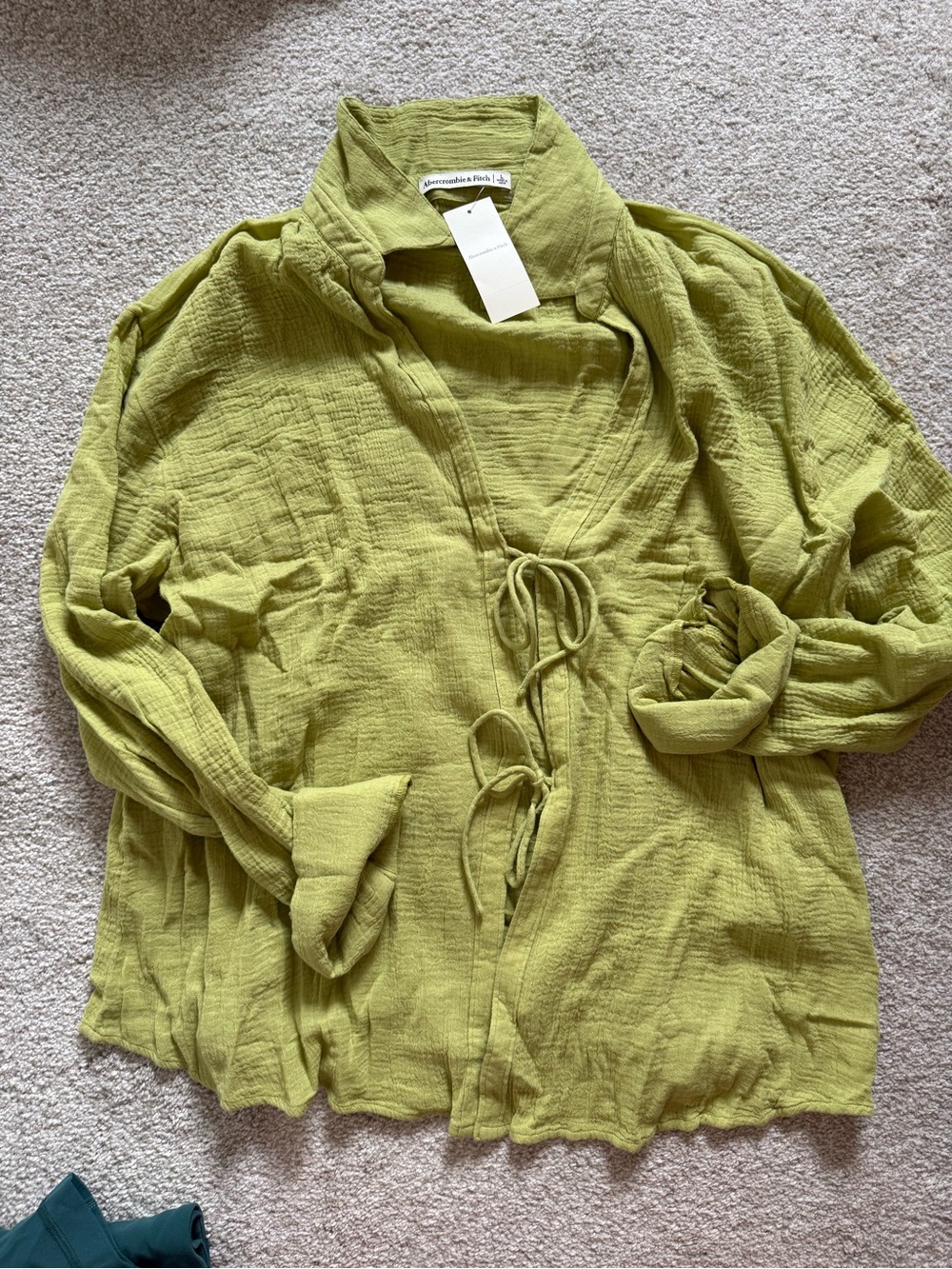 Abercrombie & Fitch Lime Green Tie-Front top